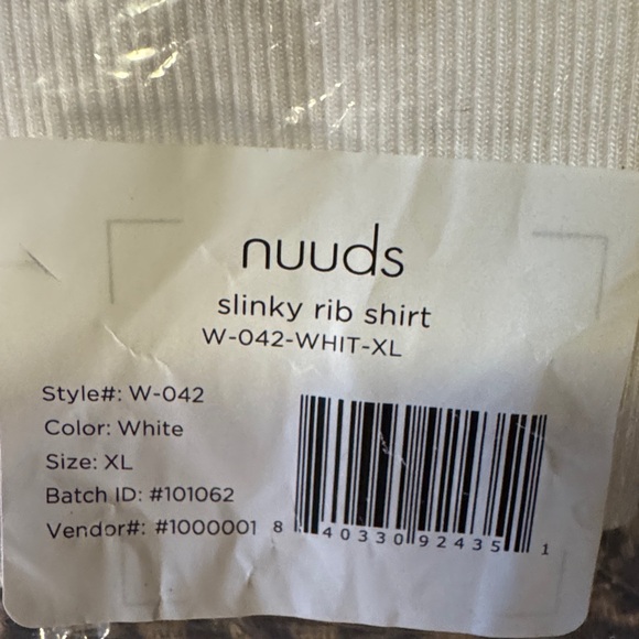 Nuuds White Short Sleeve Slinky Rib White Tee XL NWT - Picture 10 of 10